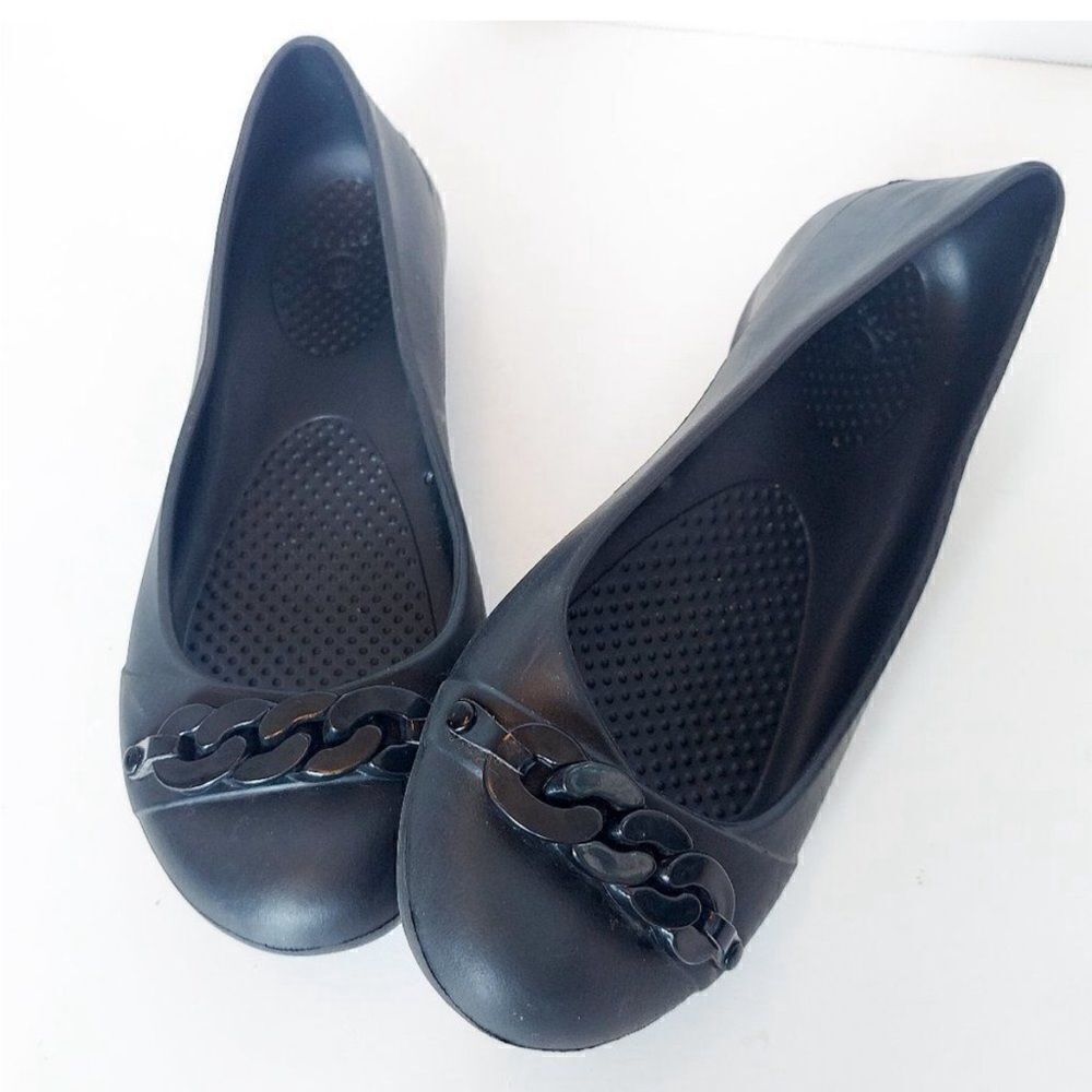 CROCS Gianna Chain Black Ballet Comfort Flats Sz 6